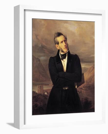 Portrait of Alessandro Manzoni with Views of Lecco-Giuseppe Molteni-Framed Giclee Print