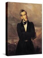 Portrait of Alessandro Manzoni with Views of Lecco-Giuseppe Molteni-Stretched Canvas