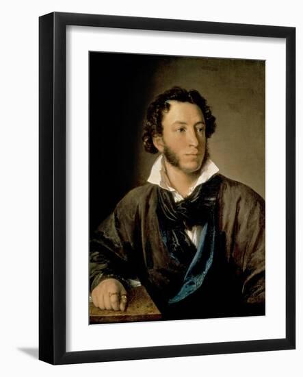 Portrait of Alexander Pushkin (1799-1837)-Vasili Andreevich Tropinin-Framed Giclee Print