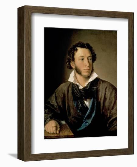 Portrait of Alexander Pushkin (1799-1837)-Vasili Andreevich Tropinin-Framed Giclee Print