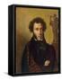 Portrait of Alexander Pushkin, 1827 (Colour Litho)-Orest Adamovich Kiprensky-Framed Stretched Canvas