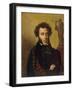 Portrait of Alexander Pushkin, 1827 (Colour Litho)-Orest Adamovich Kiprensky-Framed Giclee Print