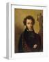 Portrait of Alexander Pushkin, 1827 (Colour Litho)-Orest Adamovich Kiprensky-Framed Giclee Print