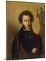 Portrait of Alexander Pushkin, 1827 (Colour Litho)-Orest Adamovich Kiprensky-Mounted Giclee Print