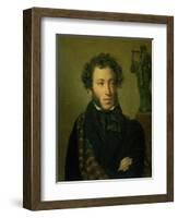 Portrait of Alexander Pushkin, 1827-Orest Adamovich Kiprensky-Framed Giclee Print