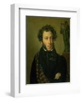 Portrait of Alexander Pushkin, 1827-Orest Adamovich Kiprensky-Framed Giclee Print