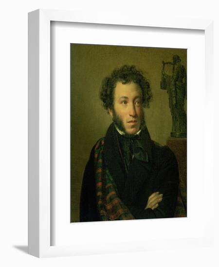 Portrait of Alexander Pushkin, 1827-Orest Adamovich Kiprensky-Framed Giclee Print