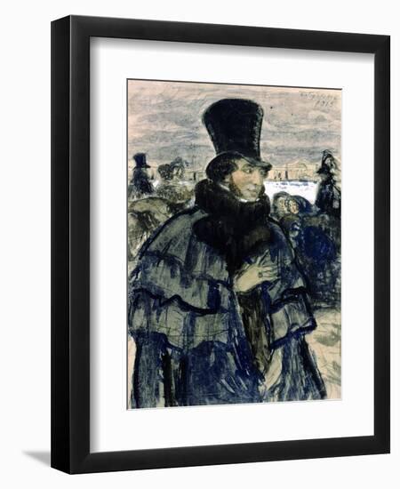 Portrait of Alexander Pushkin-B. M. Kustodiev-Framed Giclee Print