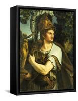 Portrait of Alexander the Great holding a Gilt Statue of Victory-Giulio Romano-Framed Stretched Canvas