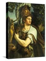 Portrait of Alexander the Great holding a Gilt Statue of Victory-Giulio Romano-Stretched Canvas
