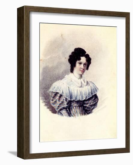 Portrait of Alexandra Ivanovna Davydova (1802-189), Wife of Decembrist Vasily Davydov, 1830-1839-Nikolai Alexandrovich Bestuzhev-Framed Giclee Print