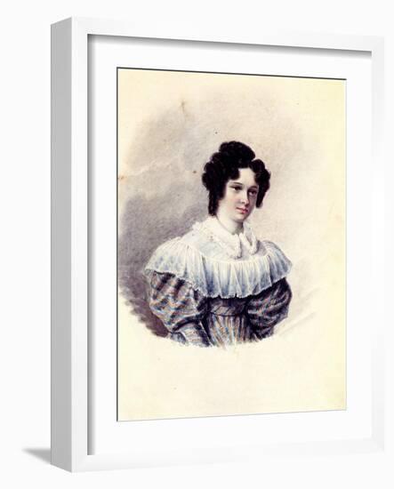 Portrait of Alexandra Ivanovna Davydova (1802-189), Wife of Decembrist Vasily Davydov, 1830-1839-Nikolai Alexandrovich Bestuzhev-Framed Giclee Print