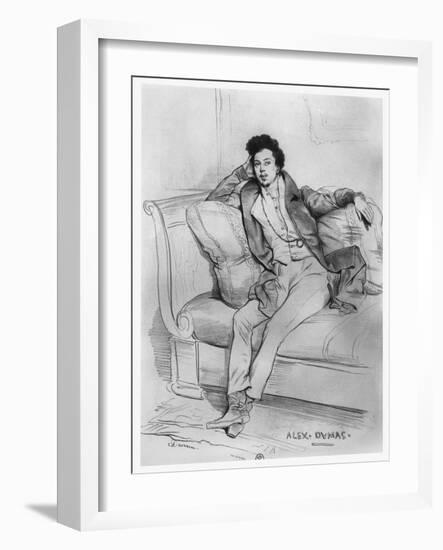 Portrait of Alexandre Dumas, Père-Achille Deveria-Framed Giclee Print