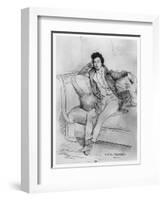 Portrait of Alexandre Dumas, Père-Achille Deveria-Framed Giclee Print