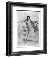 Portrait of Alexandre Dumas, Père-Achille Deveria-Framed Giclee Print