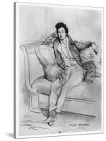 Portrait of Alexandre Dumas, Père-Achille Deveria-Stretched Canvas