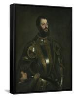 Portrait of Alfonso D'Avalos, Marchese Del Vasto, in Armor with a Page, 1533-Titian (Tiziano Vecelli)-Framed Stretched Canvas