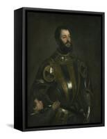 Portrait of Alfonso D'Avalos, Marchese Del Vasto, in Armor with a Page, 1533-Titian (Tiziano Vecelli)-Framed Stretched Canvas