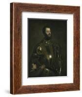 Portrait of Alfonso D'Avalos, Marchese Del Vasto, in Armor with a Page, 1533-Titian (Tiziano Vecelli)-Framed Giclee Print