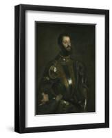 Portrait of Alfonso D'Avalos, Marchese Del Vasto, in Armor with a Page, 1533-Titian (Tiziano Vecelli)-Framed Giclee Print