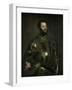 Portrait of Alfonso d'Avalos, Marchese del Vasto, in Armor with a Page-Titian (Tiziano Vecellio)-Framed Art Print