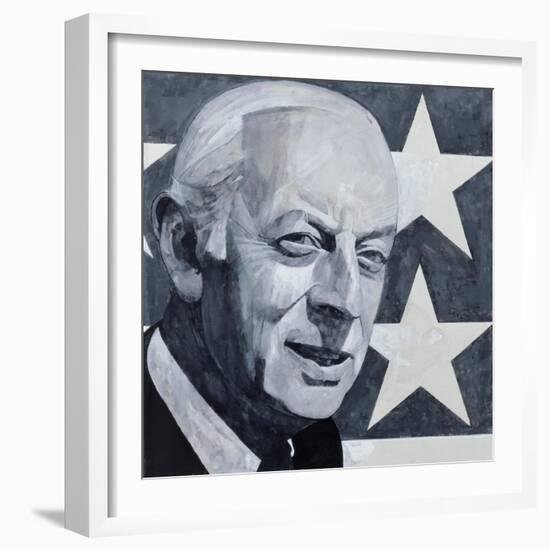 Portrait of Alistair Cooke, illustration for 'The Listener', 1970s-Barry Fantoni-Framed Giclee Print