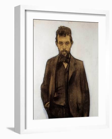 Portrait of Amadeo Vives (1871-1932) composer (pastel)-Ramon Casas i Carbo-Framed Giclee Print