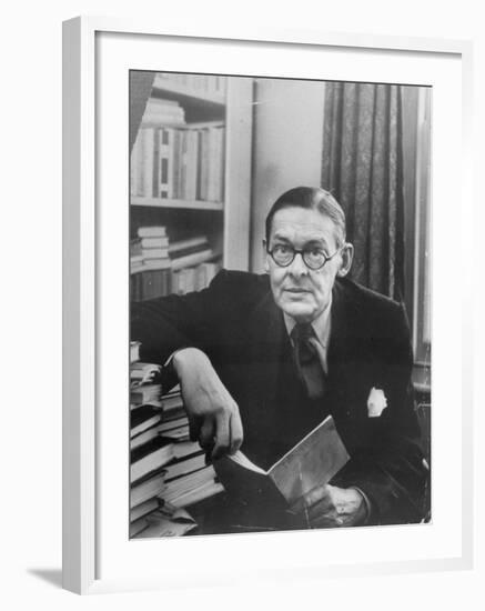 Portrait of American-Born Poet and Dramatist T.S. Eliot in His Study-Alfred Eisenstaedt-Framed Premium Photographic Print