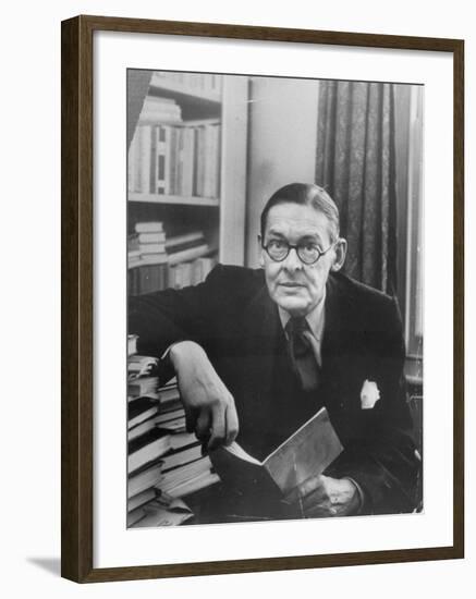 Portrait of American-Born Poet and Dramatist T.S. Eliot in His Study-Alfred Eisenstaedt-Framed Premium Photographic Print