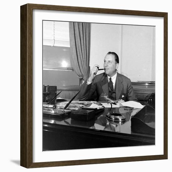 Portrait of American Businessman and Founder of Pan American Airways Juan Trippe, NY 1941-George Strock-Framed Premium Photographic Print