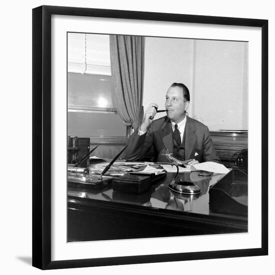 Portrait of American Businessman and Founder of Pan American Airways Juan Trippe, NY 1941-George Strock-Framed Premium Photographic Print