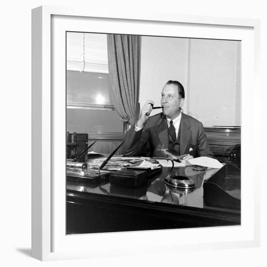 Portrait of American Businessman and Founder of Pan American Airways Juan Trippe, NY 1941-George Strock-Framed Premium Photographic Print