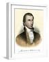 Portrait of American President James Monroe (1758-1831) with His Signature. Colour Engraving of The-null-Framed Giclee Print