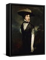 Portrait of Amy Bird, the actress, in black, a landscape beyond-Philpot Glyn Warren-Framed Stretched Canvas