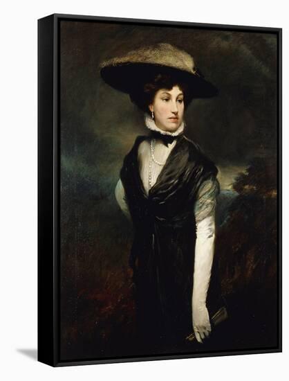 Portrait of Amy Bird, the actress, in black, a landscape beyond-Philpot Glyn Warren-Framed Stretched Canvas