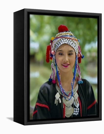 Portrait of an Akha Hill Tribe Woman in Traditional Clothing, Mae Hong Son Province-Gavin Hellier-Framed Stretched Canvas