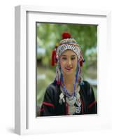 Portrait of an Akha Hill Tribe Woman in Traditional Clothing, Mae Hong Son Province-Gavin Hellier-Framed Photographic Print