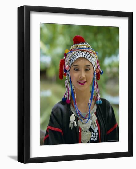 Portrait of an Akha Hill Tribe Woman in Traditional Clothing, Mae Hong Son Province-Gavin Hellier-Framed Photographic Print