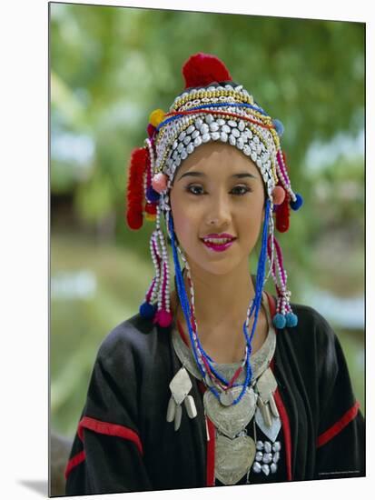 Portrait of an Akha Hill Tribe Woman in Traditional Clothing, Mae Hong Son Province-Gavin Hellier-Mounted Photographic Print