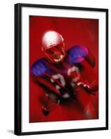 Portrait of an American Football Player Standing in a Tackle Pose-null-Framed Premium Photographic Print