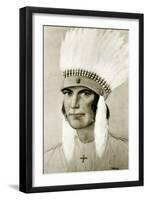 Portrait of an American Indian, 20th Century-null-Framed Giclee Print