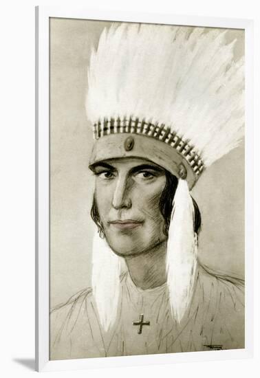 Portrait of an American Indian, 20th Century-null-Framed Giclee Print