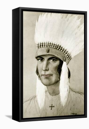 Portrait of an American Indian, 20th Century-null-Framed Stretched Canvas