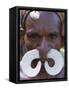 Portrait of an Asmat Man with Nose Ornament, Papua New Guinea, Pacific-Claire Leimbach-Framed Stretched Canvas