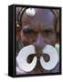 Portrait of an Asmat Man with Nose Ornament, Papua New Guinea, Pacific-Claire Leimbach-Framed Stretched Canvas