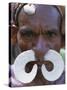 Portrait of an Asmat Man with Nose Ornament, Papua New Guinea, Pacific-Claire Leimbach-Stretched Canvas