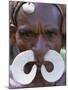 Portrait of an Asmat Man with Nose Ornament, Papua New Guinea, Pacific-Claire Leimbach-Mounted Photographic Print