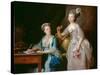 Portrait of an Elderly Lady with Her Daughter-Anne Vallayer-coster-Stretched Canvas