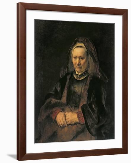 Portrait of an Elderly Woman, c. 1650-Rembrandt van Rijn-Framed Giclee Print