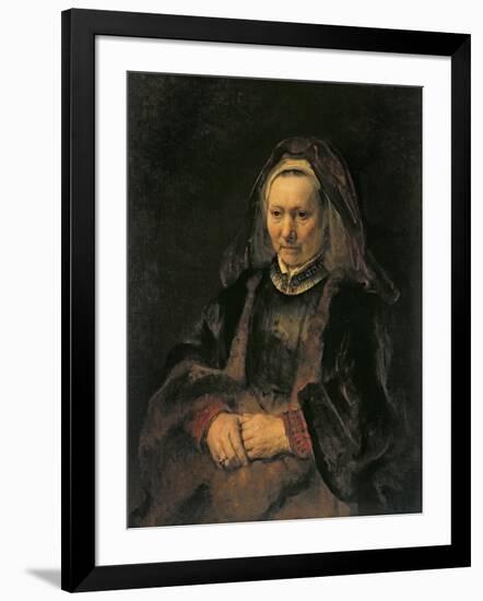 Portrait of an Elderly Woman, c. 1650-Rembrandt van Rijn-Framed Giclee Print